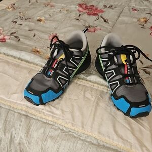 Vibrant Kids' Sneakers with Blue and Black Accents